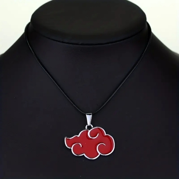 Naruto Anime Red Cloud Unisex Pendant Necklace & Keychain - Picture 2 of 4